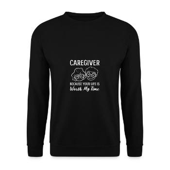 Mon temps vaut le cadeau d’une personne aimante - Sweat-shirt Unisexe - noir - Devant - Alina (178cm) & Michal (187cm)