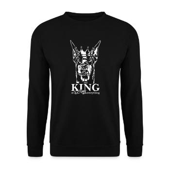 Doberman Roi de tout chien disant Wilsigns - Sweat-shirt Unisexe - noir - Devant - Alina (178cm) & Michal (187cm)