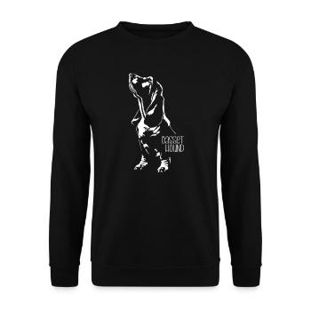 Basset Hound Silhouette Hunde Hund Wilsigns - Unisex Pullover - Schwarz - Vorne - Alina (178cm) & Michal (187cm)