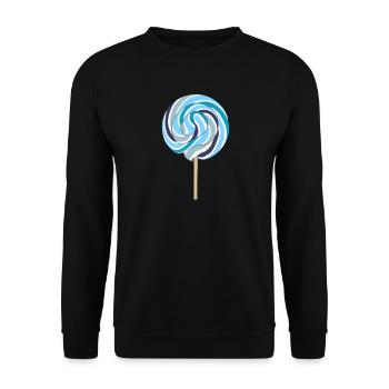 Blauer Lolli mit Stiel - Unisex Pullover - Schwarz - Vorne - Alina (178cm) & Michal (187cm)