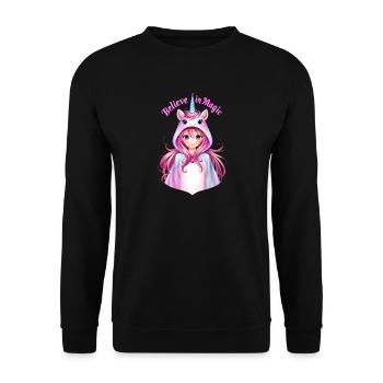 Anime Girl in Unicorn Suit - Unisex Sweatshirt - black - Front - Alina (178cm) & Michal (187cm)