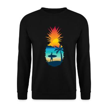 Pineapple Beach Surfer Summer Holiday Motif - Unisex Sweatshirt - black - Front - Alina (178cm) & Michal (187cm)
