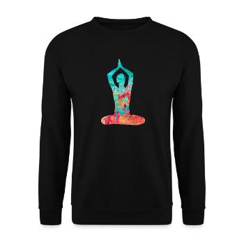 Yoga and Pilates in PopArt - Unisex Sweatshirt - black - Front - Alina (178cm) & Michal (187cm)