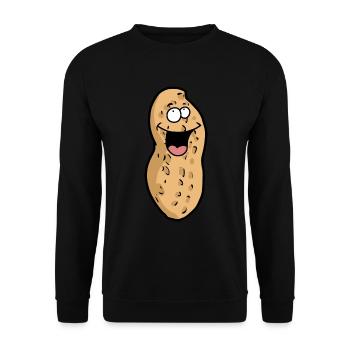 Fröhliche Erdnuss Emotion Gefühle lustig fröhlich - Unisex Pullover - Schwarz - Vorne - Alina (178cm) & Michal (187cm)