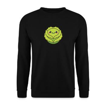 Cute cabbage or lettuce head - Unisex Sweatshirt - black - Front - Alina (178cm) & Michal (187cm)