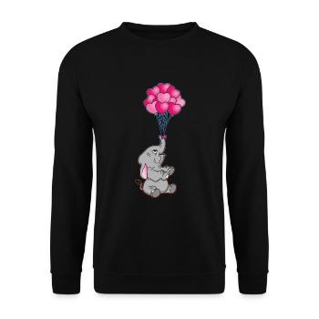 lustiger Elefant mit Herz Luftballons | Elefanten - Unisex Pullover - Schwarz - Vorne - Alina (178cm) & Michal (187cm)