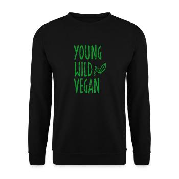 Jung Wild Und Vegan - Pflanzlich Vegetarisch - Unisex Pullover - Schwarz - Vorne - Alina (178cm) & Michal (187cm)
