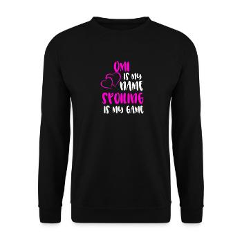 Omi Is My Name Spoiling Is My Game - Unisex Sweatshirt - black - Front - Alina (178cm) & Michal (187cm)