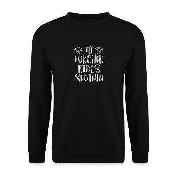 My Lurcher Rides Shotgun Dog Lover - Unisex Sweatshirt - black - Front - Alina (178cm) & Michal (187cm)