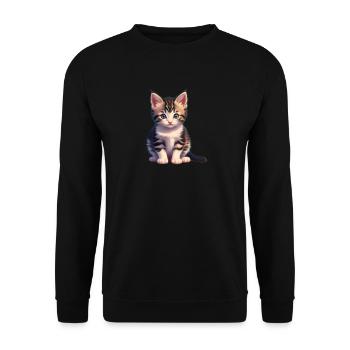 Katze - Unisex Pullover - Schwarz - Vorne - Alina (178cm) & Michal (187cm)