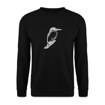 Vintage Eleganter Eisvogel - Vogel Natur Motiv - Unisex Pullover - Schwarz - Vorne - Alina (178cm) & Michal (187cm)