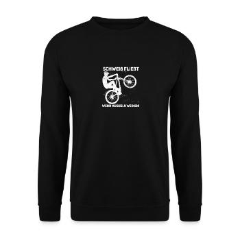 Schweiß Muskeltränen - Mountainbiker Mountainbike - Unisex Pullover - Schwarz - Vorne - Alina (178cm) & Michal (187cm)