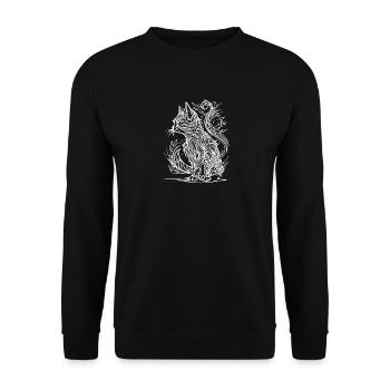 Tattoo Lines Tribal Style Vintage Cat - Unisex Sweatshirt - black - Front - Alina (178cm) & Michal (187cm)