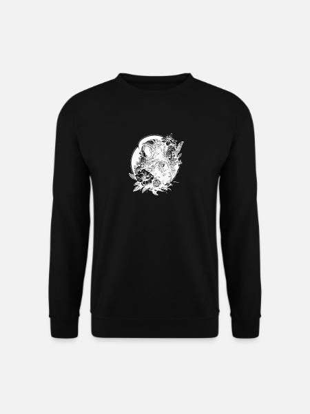 Astronaut mit Blumen im Mondlicht - Unisex Pullover - Schwarz
