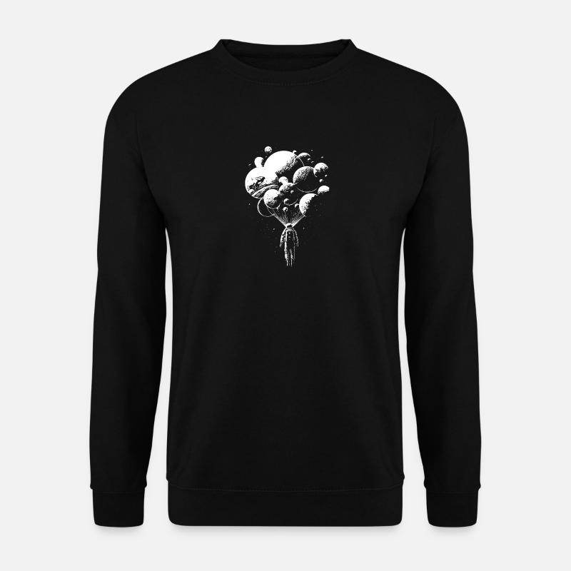 Astronaut in Unendlichkeit mit Planenten Ballons - Unisex Pullover - Schwarz