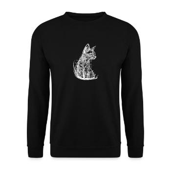 Petit chat mignon dans un style de tatouage vintage - Sweat-shirt Unisexe - noir - Devant - Alina (178cm) & Michal (187cm)
