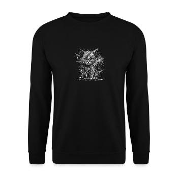 Petit Mauvais Chat dans Nature Splash Tattoo Style - Sweat-shirt Unisexe - noir - Devant - Alina (178cm) & Michal (187cm)