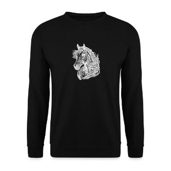 Joli portrait de cheval vintage avec crinière dans le vent - Sweat-shirt Unisexe - noir - Devant - Alina (178cm) & Michal (187cm)