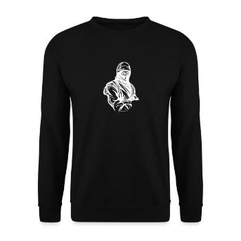 Freizeit Ninja Athlet Warrior Kraftsport Style - Unisex Pullover - Schwarz - Vorne - Alina (178cm) & Michal (187cm)
