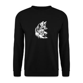 Little Cute Fox Portrait Tattoo Ink - Unisex Sweatshirt - black - Front - Alina (178cm) & Michal (187cm)