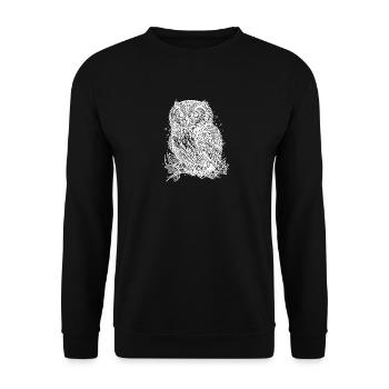 Wald Eule Natur Motiv für Eule Liebhaber - Unisex Pullover - Schwarz - Vorne - Alina (178cm) & Michal (187cm)