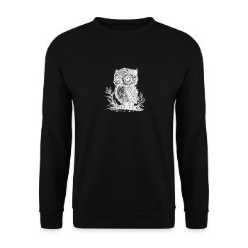 Cute little vintage owl on a branch - Unisex Sweatshirt - black - Front - Alina (178cm) & Michal (187cm)