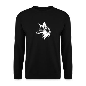 Fuchs Porträt in fliessenden Linien Style - Unisex Pullover - Schwarz - Vorne - Alina (178cm) & Michal (187cm)