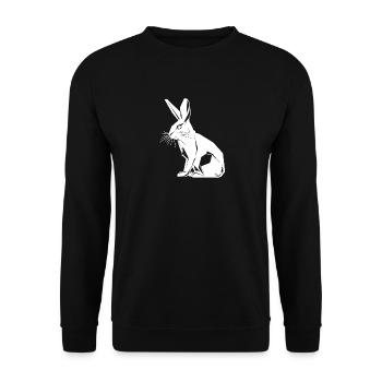 Geometrisches Häschen Süsses Geometrie Kaninchen - Unisex Pullover - Schwarz - Vorne - Alina (178cm) & Michal (187cm)