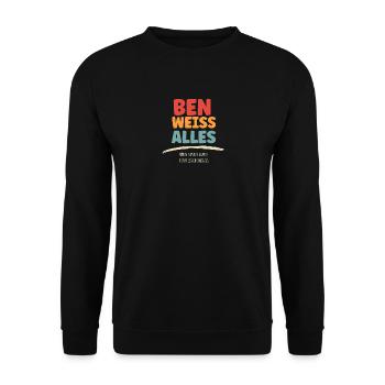 Ben weiss Alles - Unisex Pullover - Schwarz - Vorne - Alina (178cm) & Michal (187cm)