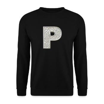 P, letter, letter P, initial, initial P, monogram, - Unisex Pullover - Schwarz - Vorne - Alina (178cm) & Michal (187cm)