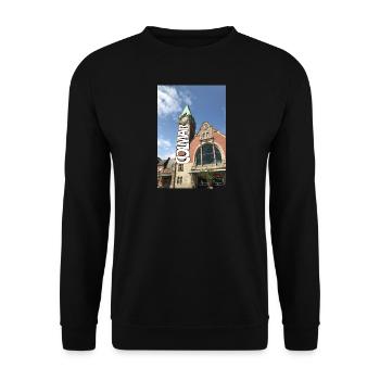 Bahnhof Colmar Graph - Unisex Pullover - Schwarz - Vorne - Alina (178cm) & Michal (187cm)