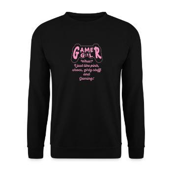 Gamer Girl I Like Pink, Shoes and Gaming - Unisex Sweatshirt - black - Front - Alina (178cm) & Michal (187cm)