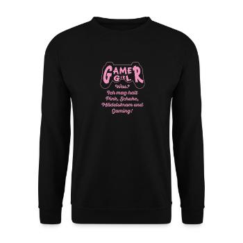 Gamer Girl I Like Pink, Shoes and Gaming - Unisex Sweatshirt - black - Front - Alina (178cm) & Michal (187cm)