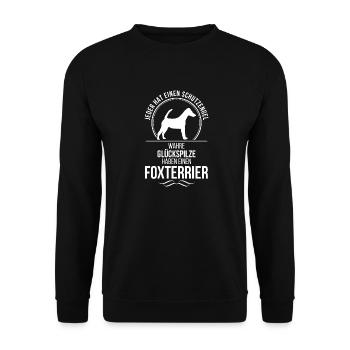 FOXTERRIER Glatthaar Schutzengel Wilsigns Jagdhund - Unisex Pullover - Schwarz - Vorne - Alina (178cm) & Michal (187cm)