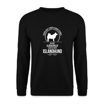 ISLANDHUND Schutzengel Hunde Spruch Wilsigns - Unisex Pullover - Schwarz - Vorne - Alina (178cm) & Michal (187cm)