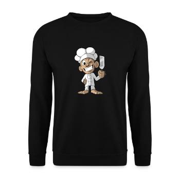 Lustiger Affe Chefkoch - Unisex Pullover - Schwarz - Vorne - Alina (178cm) & Michal (187cm)