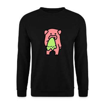 Pig sad / sick 3 - Unisex Sweatshirt - black - Front - Alina (178cm) & Michal (187cm)