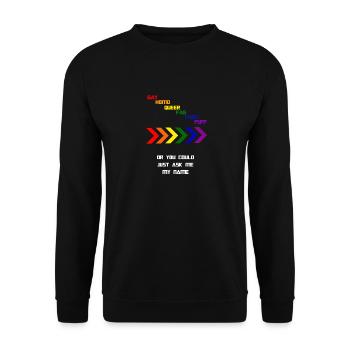 Fragen Sie mir meinen Namen - Unisex Pullover - Schwarz - Vorne - Alina (178cm) & Michal (187cm)