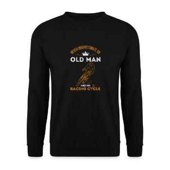 Old man cycling road bike grandpa gift idea age - Unisex Sweatshirt - black - Front - Alina (178cm) & Michal (187cm)