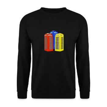 Londoner Telefonzellen - Unisex Pullover - Schwarz - Vorne - Alina (178cm) & Michal (187cm)