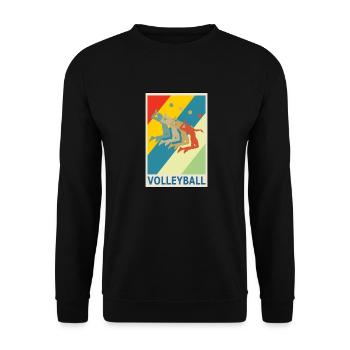 Retro Vintage Style Beach Volleyball Spieler - Unisex Pullover - Schwarz - Vorne - Alina (178cm) & Michal (187cm)