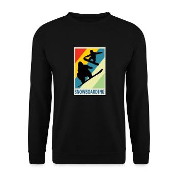 Sport de snowboarder style rétro vintage - Sweat-shirt Unisexe - noir - Devant - Alina (178cm) & Michal (187cm)