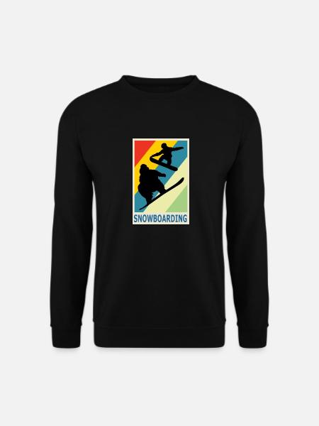 Vintage Retro Style Snowboarding Snowboarder Sport - Unisex Pullover - Schwarz