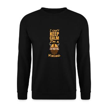 Ich kann nicht ruhig bleiben. Ich bin ein Wikinger - Unisex Pullover - Schwarz - Vorne - Alina (178cm) & Michal (187cm)