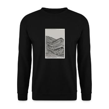 Wellen als Skizze - Unisex Pullover - Schwarz - Vorne - Alina (178cm) & Michal (187cm)