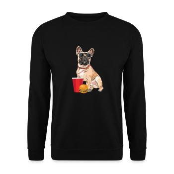 Französische Bulldogge - Unisex Pullover - Schwarz - Vorne - Alina (178cm) & Michal (187cm)
