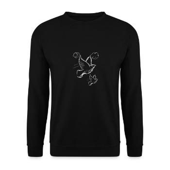 Colombes blanches oiseaux volants - Sweat-shirt Unisexe - noir - Devant - Alina (178cm) & Michal (187cm)