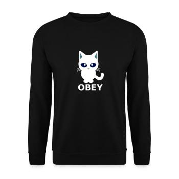 Cat KittenS Obey Fun Obey Mistress - Unisex Sweatshirt - black - Front - Alina (178cm) & Michal (187cm)