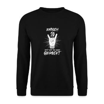 ENDLICH 10 - 10. Geburtstag - Unisex Pullover - Schwarz - Vorne - Alina (178cm) & Michal (187cm)