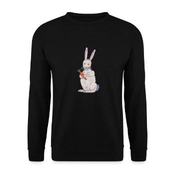cute rabbit rabbit with carrot - Unisex Sweatshirt - black - Front - Alina (178cm) & Michal (187cm)